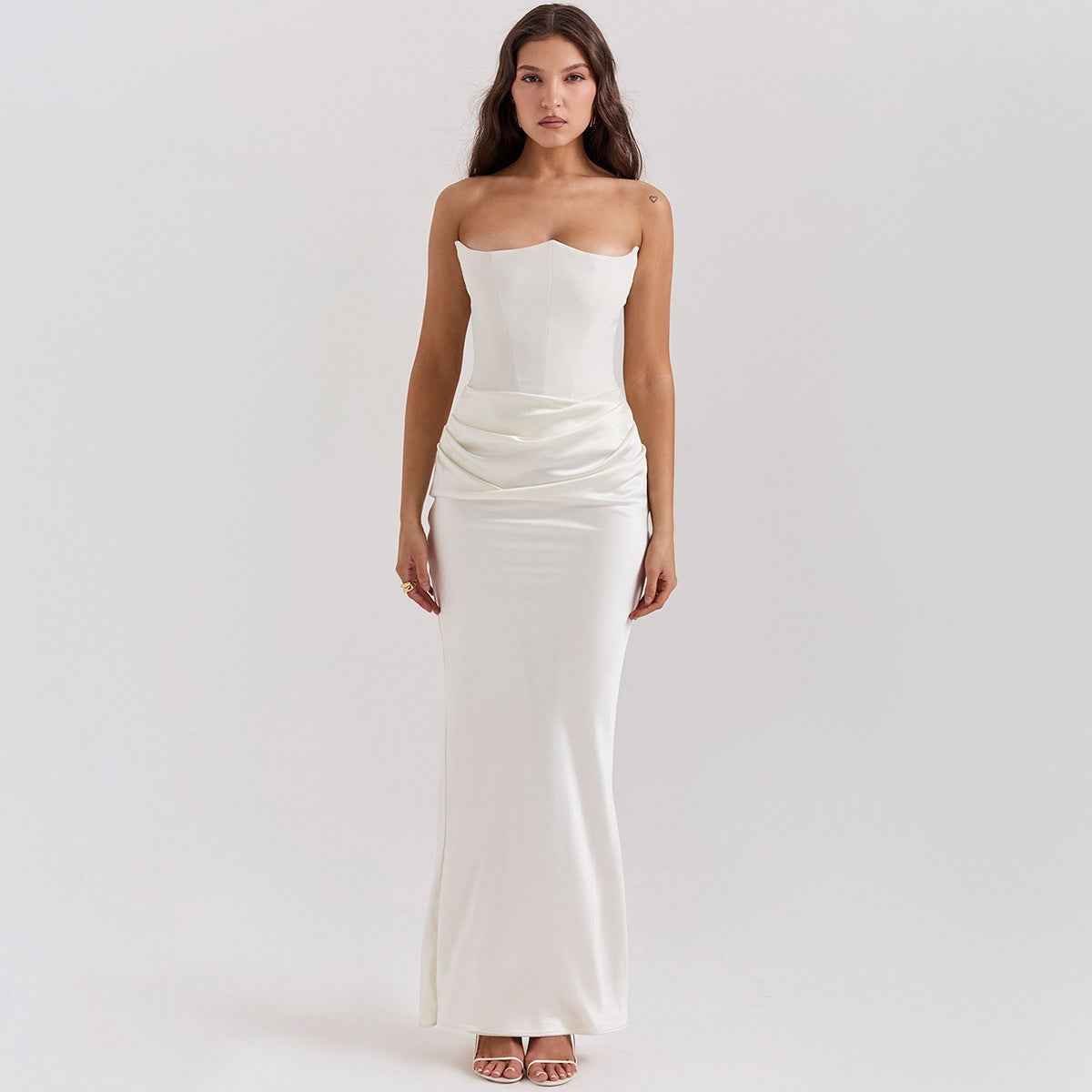 Women's Strapless Corset Maxi Dress for Formal Occasions