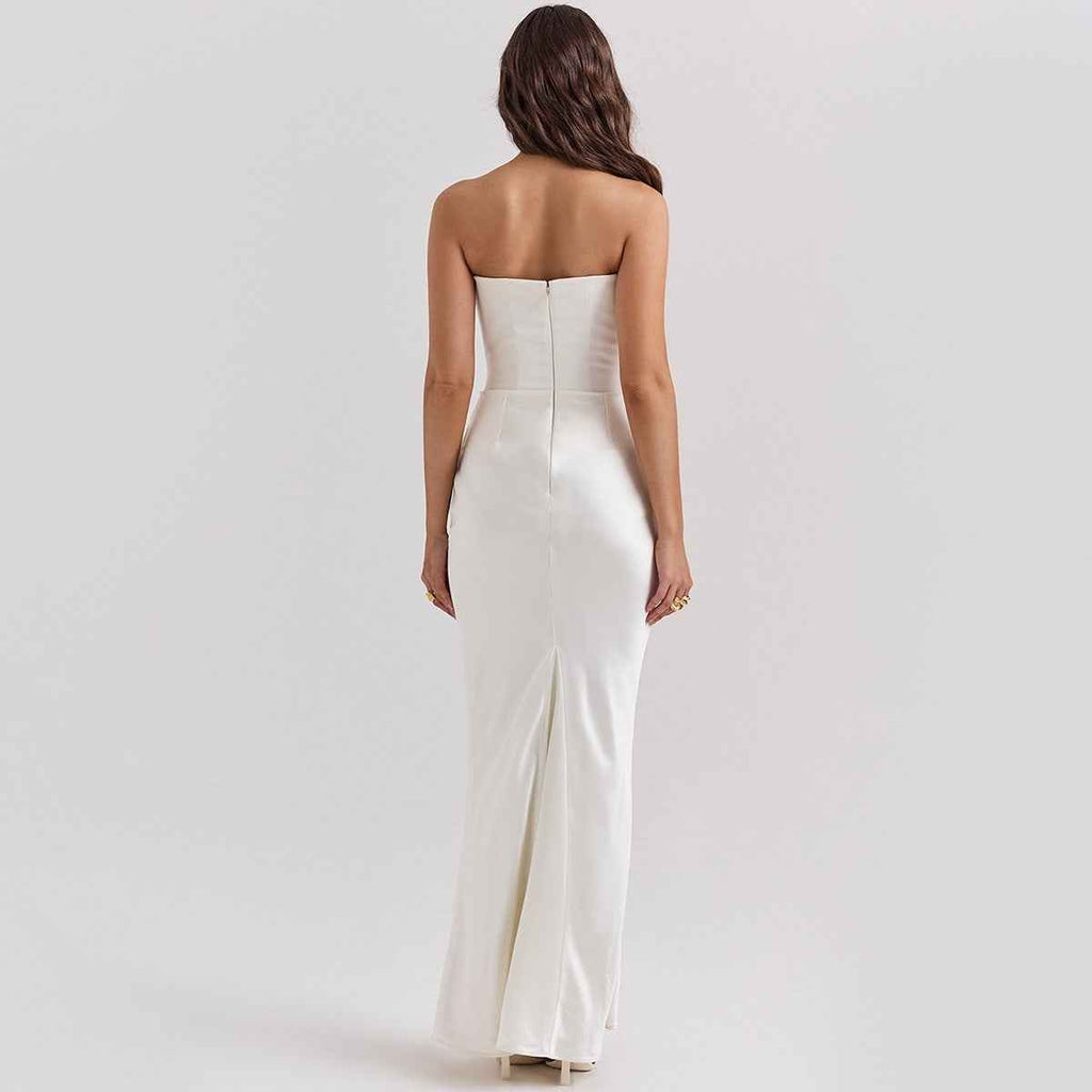 Women's Strapless Corset Maxi Dress for Formal Occasions