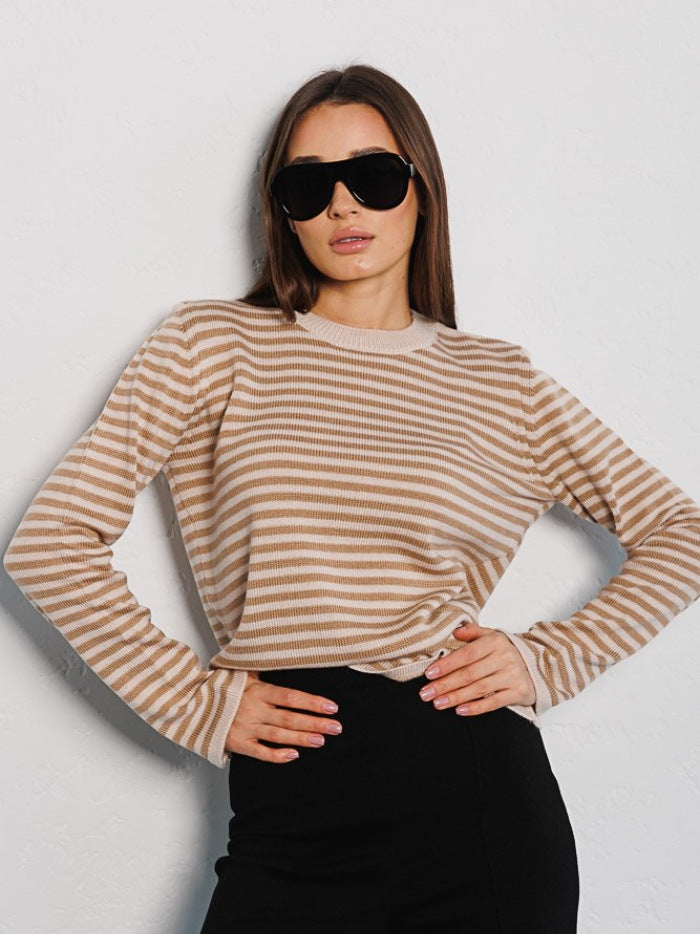 Women's Striped Long Sleeve with Round Neck