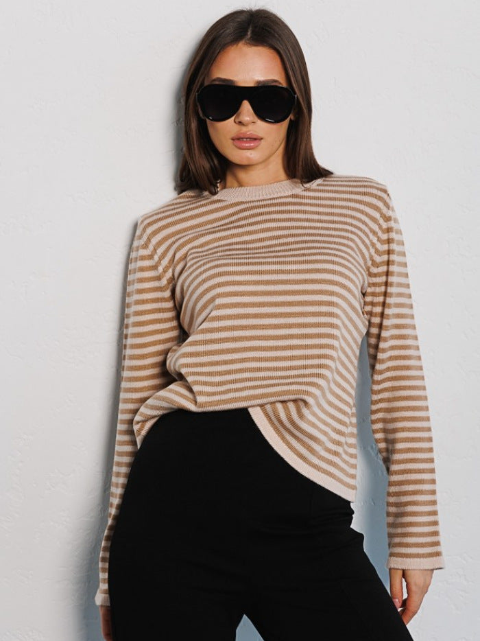 Women's Striped Long Sleeve with Round Neck