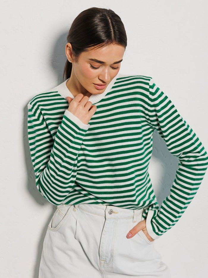 Women's Striped Long Sleeve with Round Neck