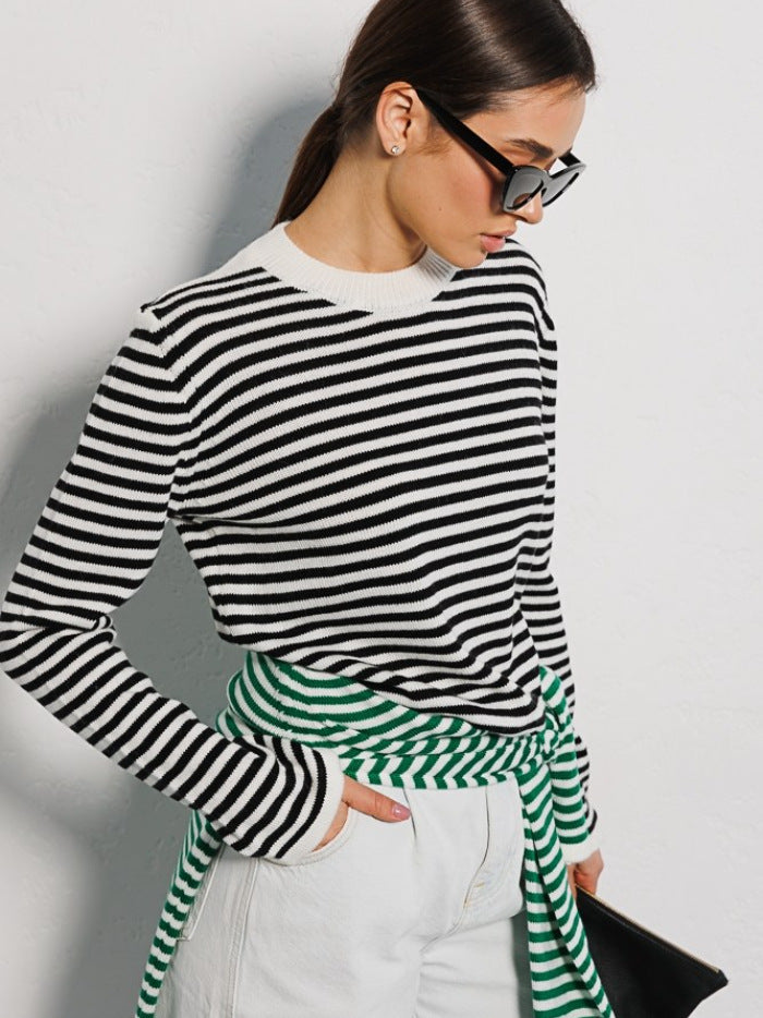 Women's Striped Long Sleeve with Round Neck