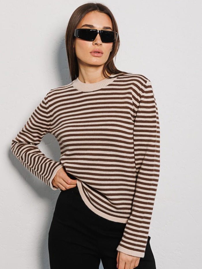 Women's Striped Long Sleeve with Round Neck