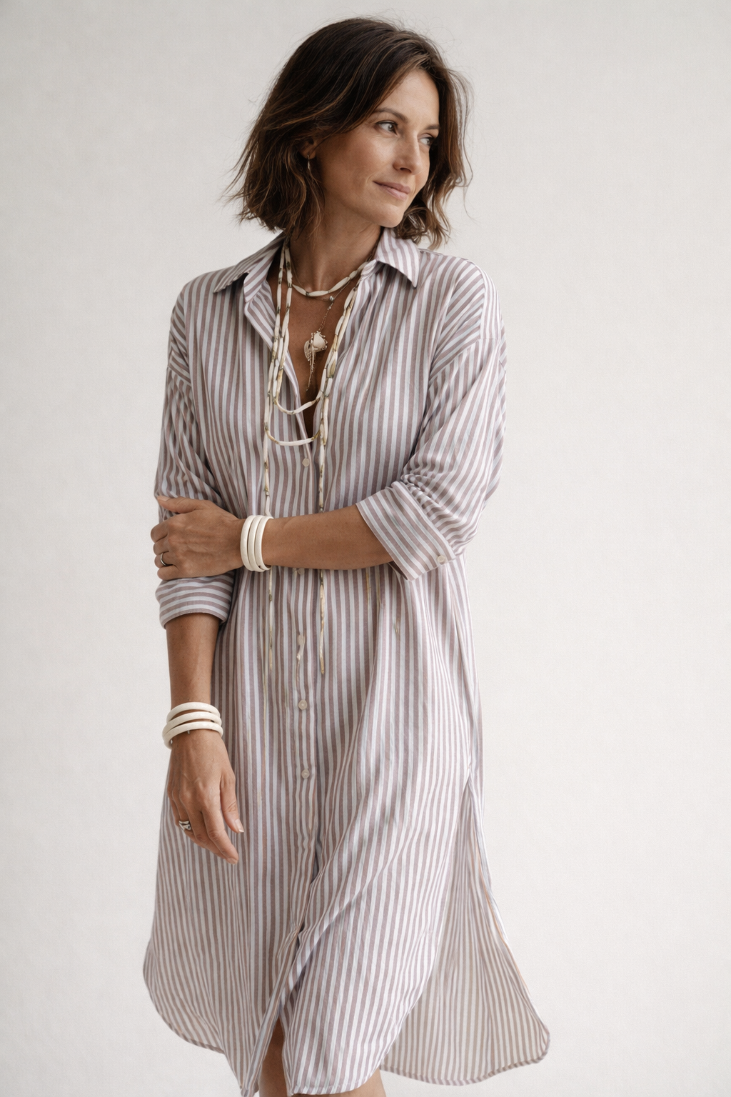 Women's Striped Maxi Dress with Bow Belt
