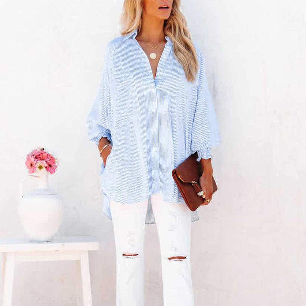 Women's Striped Oversized Button-Down Shirt