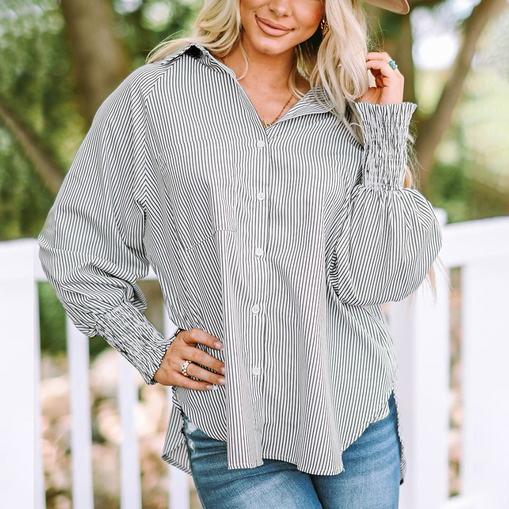 Women's Striped Oversized Button-Down Shirt
