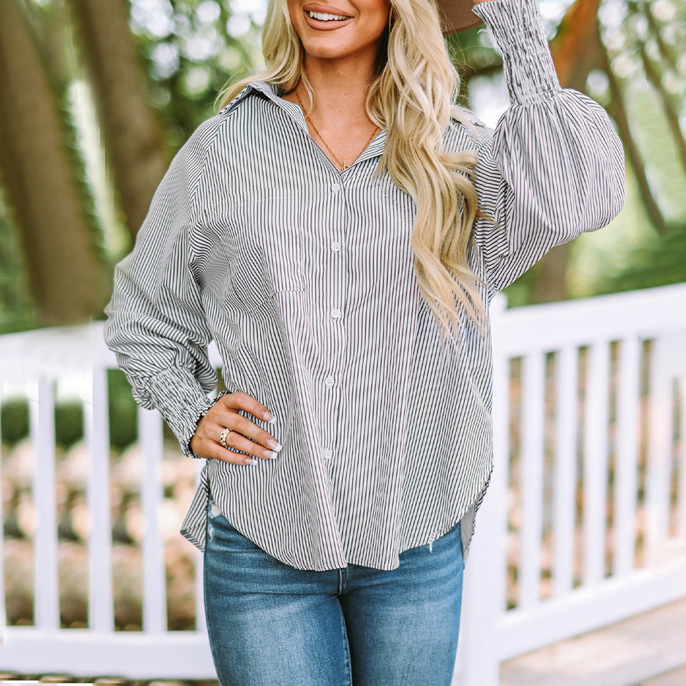 Women's Striped Oversized Button-Down Shirt