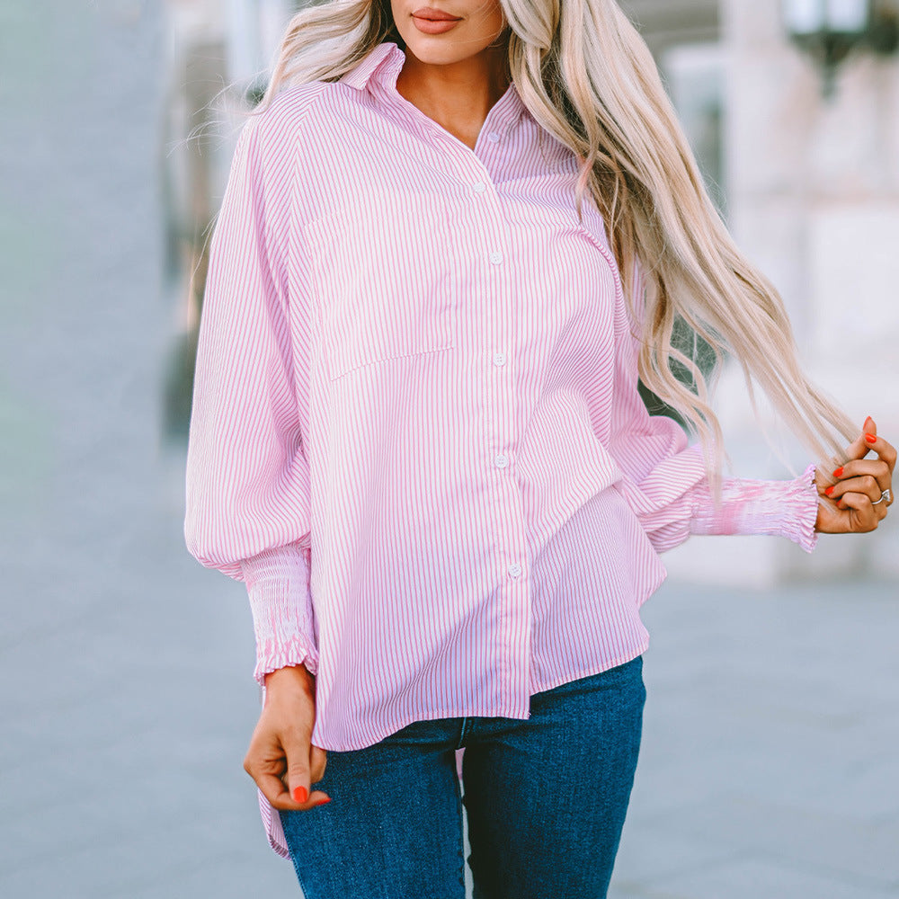 Women's Striped Oversized Button-Down Shirt