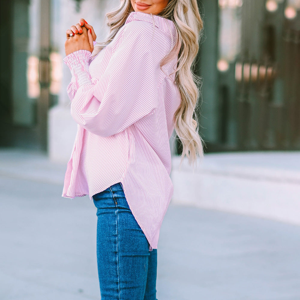 Women's Striped Oversized Button-Down Shirt
