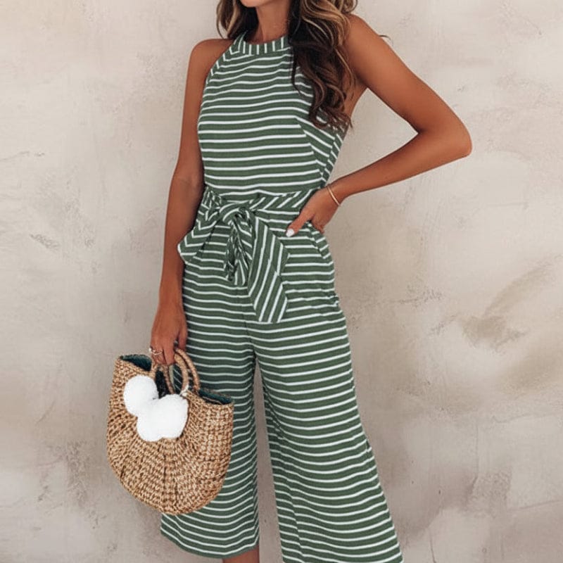 Women's Striped Sleeveless Jumpsuit