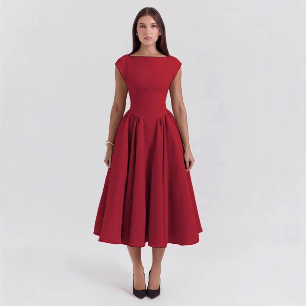 Women's Structured Midi Dress with Elegant Tailored Fit