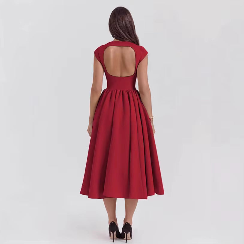 Women's Structured Midi Dress with Elegant Tailored Fit