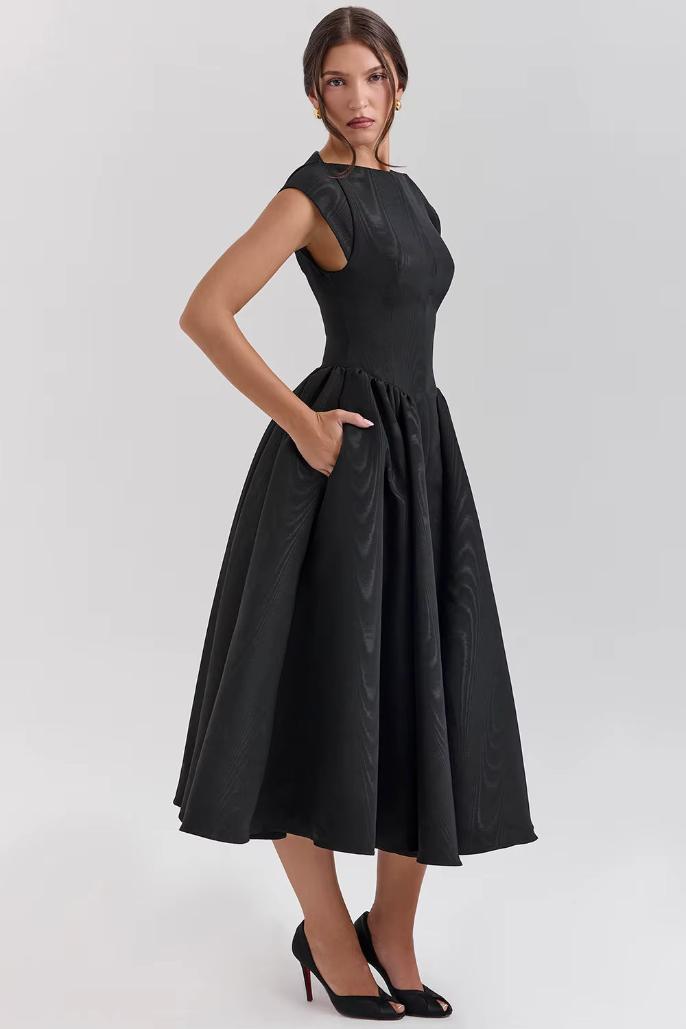 Women's Structured Midi Dress with Elegant Tailored Fit