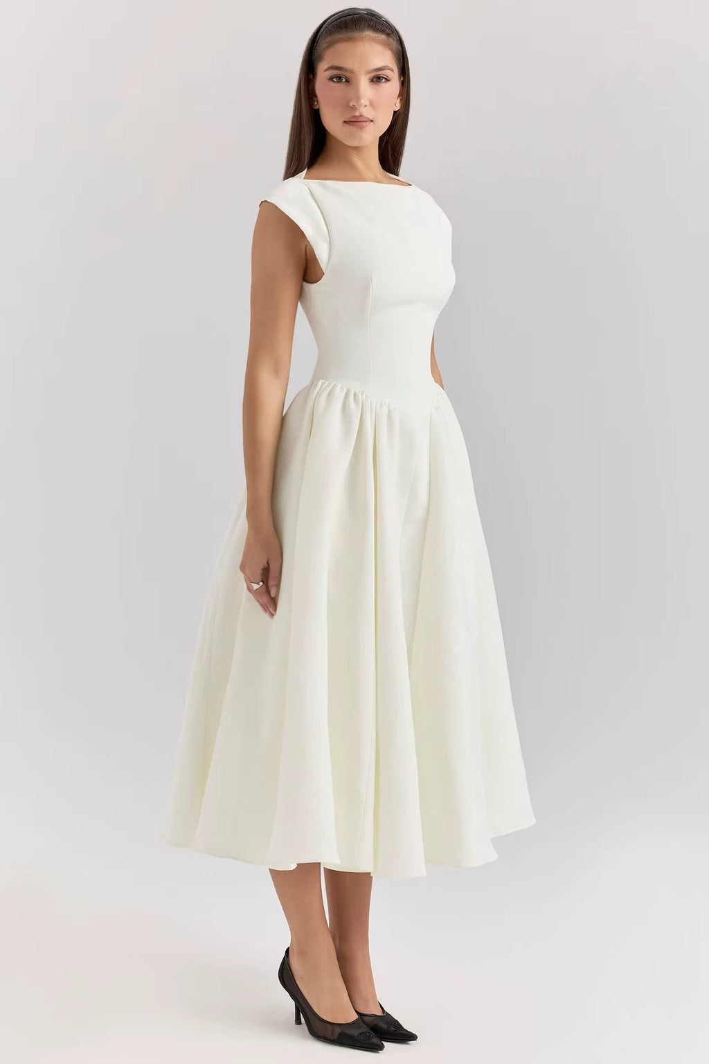 Women's Structured Midi Dress with Elegant Tailored Fit