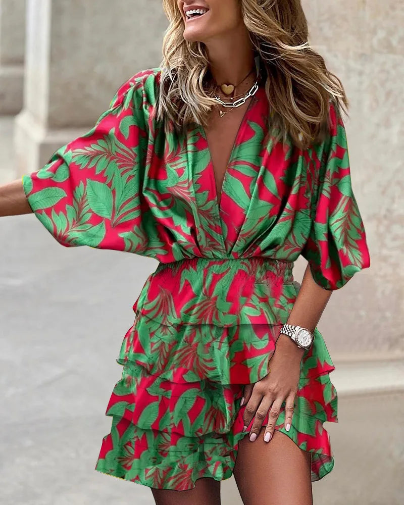 Women's Stylish Mini Dress with Trendy Print