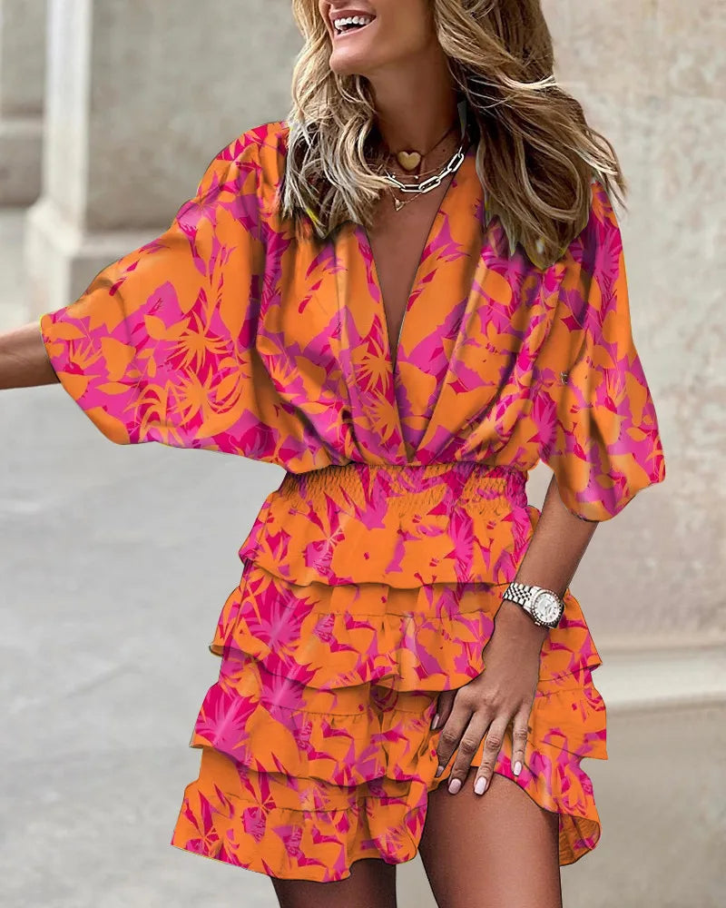 Women's Stylish Mini Dress with Trendy Print