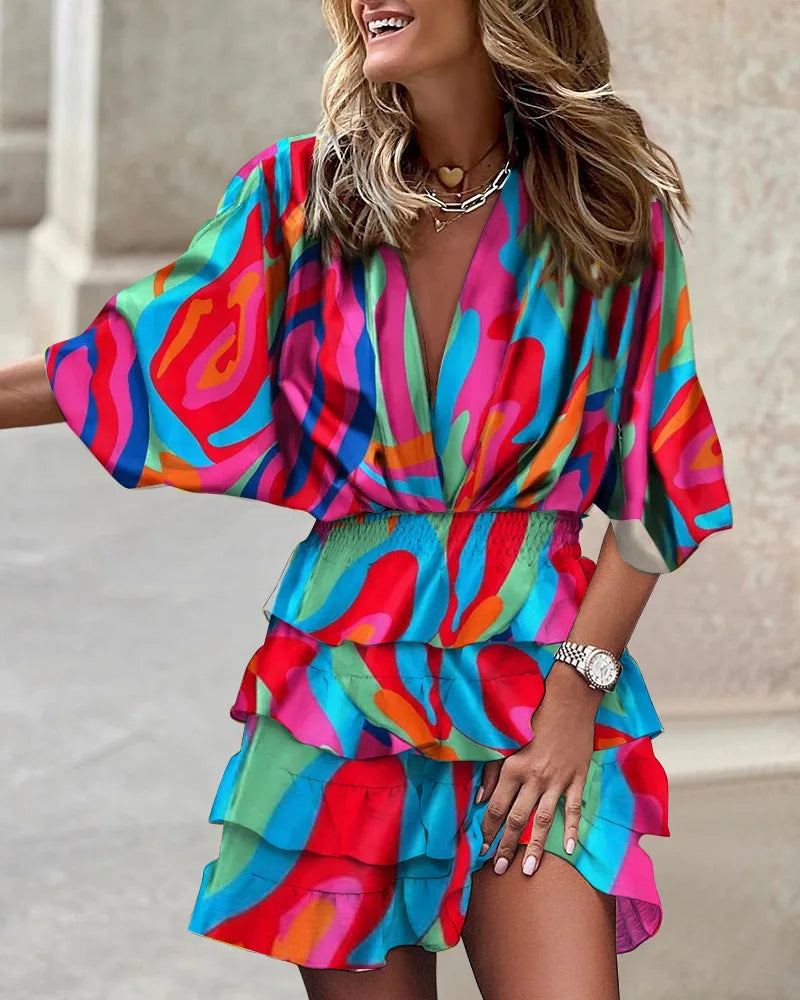 Women's Stylish Mini Dress with Trendy Print