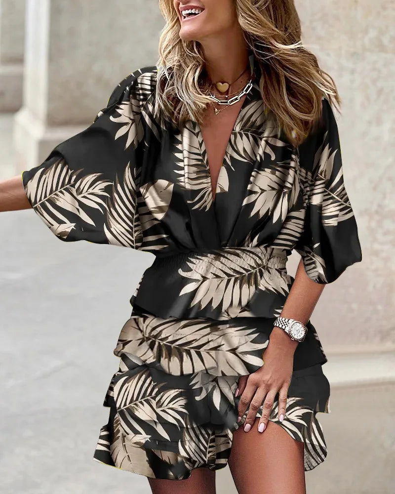 Women's Stylish Mini Dress with Trendy Print