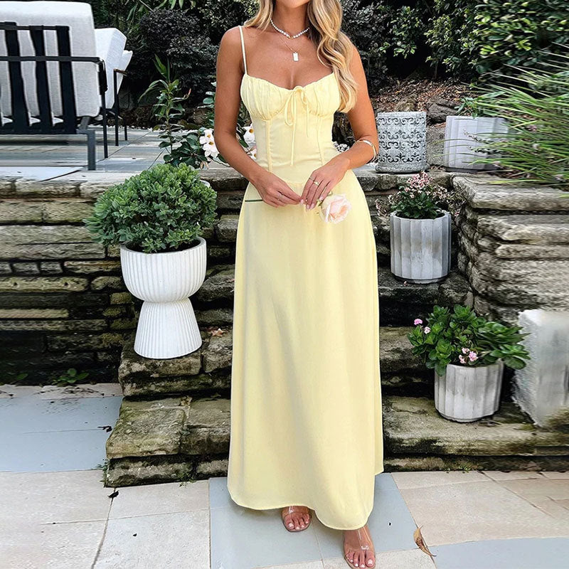 Women's Summer Maxi Dress with Ruched Bodice