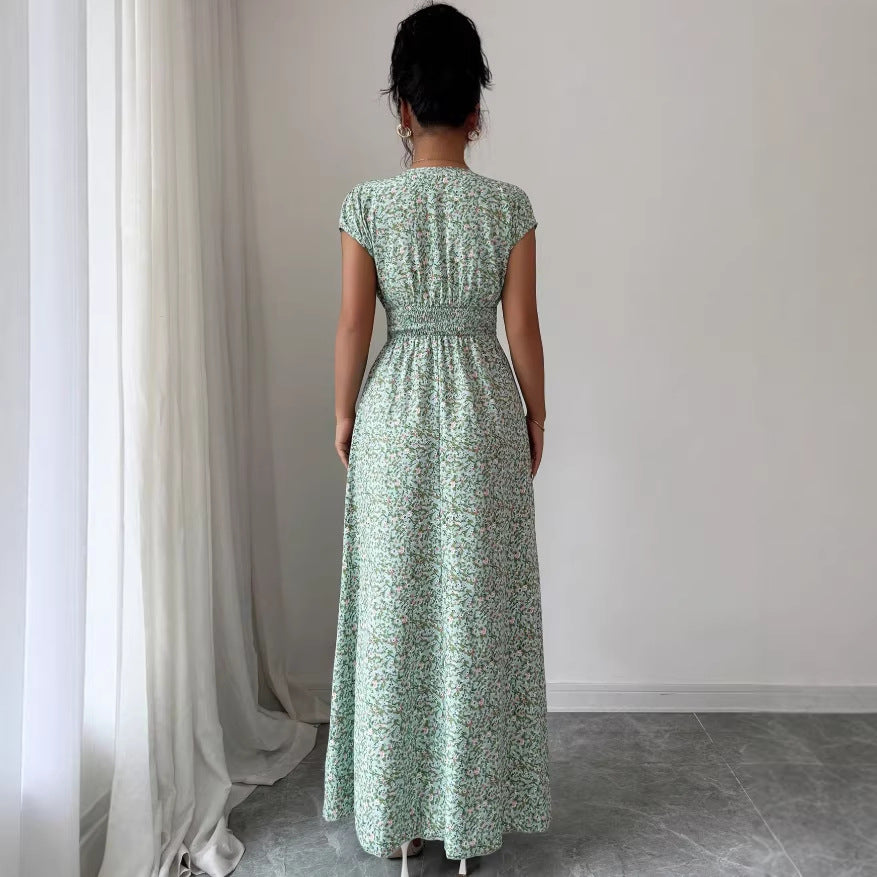 Women's Summer V-Neck A-Line Maxi Dress