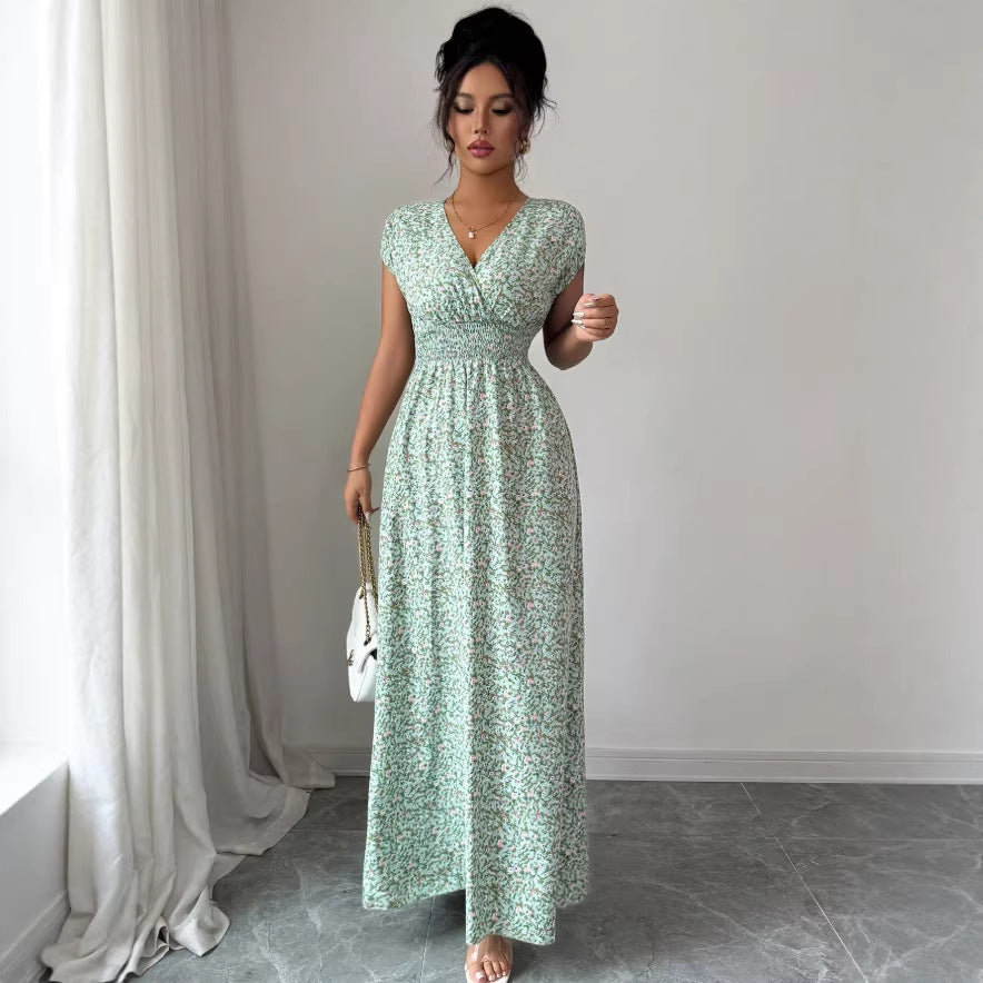 Women's Summer V-Neck A-Line Maxi Dress