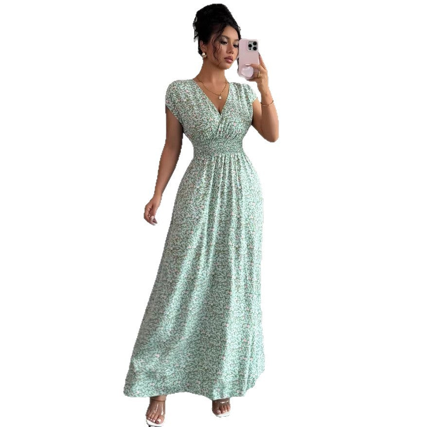 Women's Summer V-Neck A-Line Maxi Dress