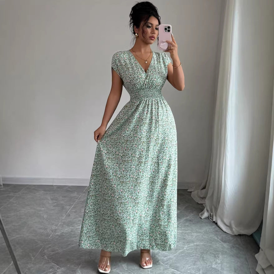 Women's Summer V-Neck A-Line Maxi Dress