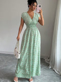 Women's Summer V-Neck A-Line Maxi Dress