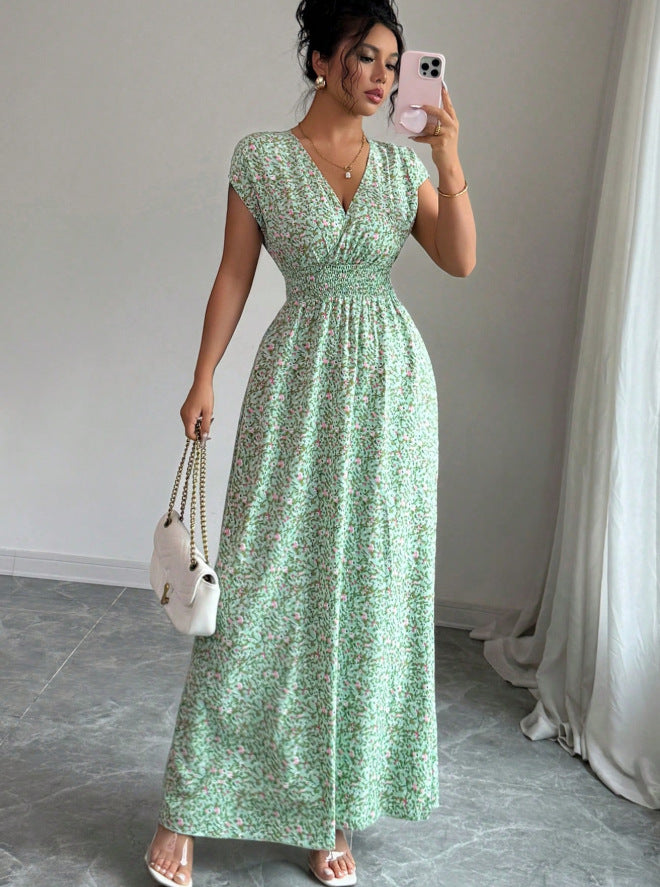 Women's Summer V-Neck A-Line Maxi Dress