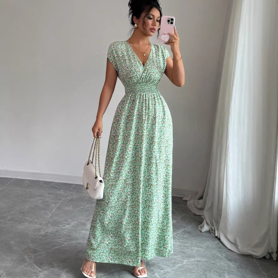 Women's Summer V-Neck A-Line Maxi Dress
