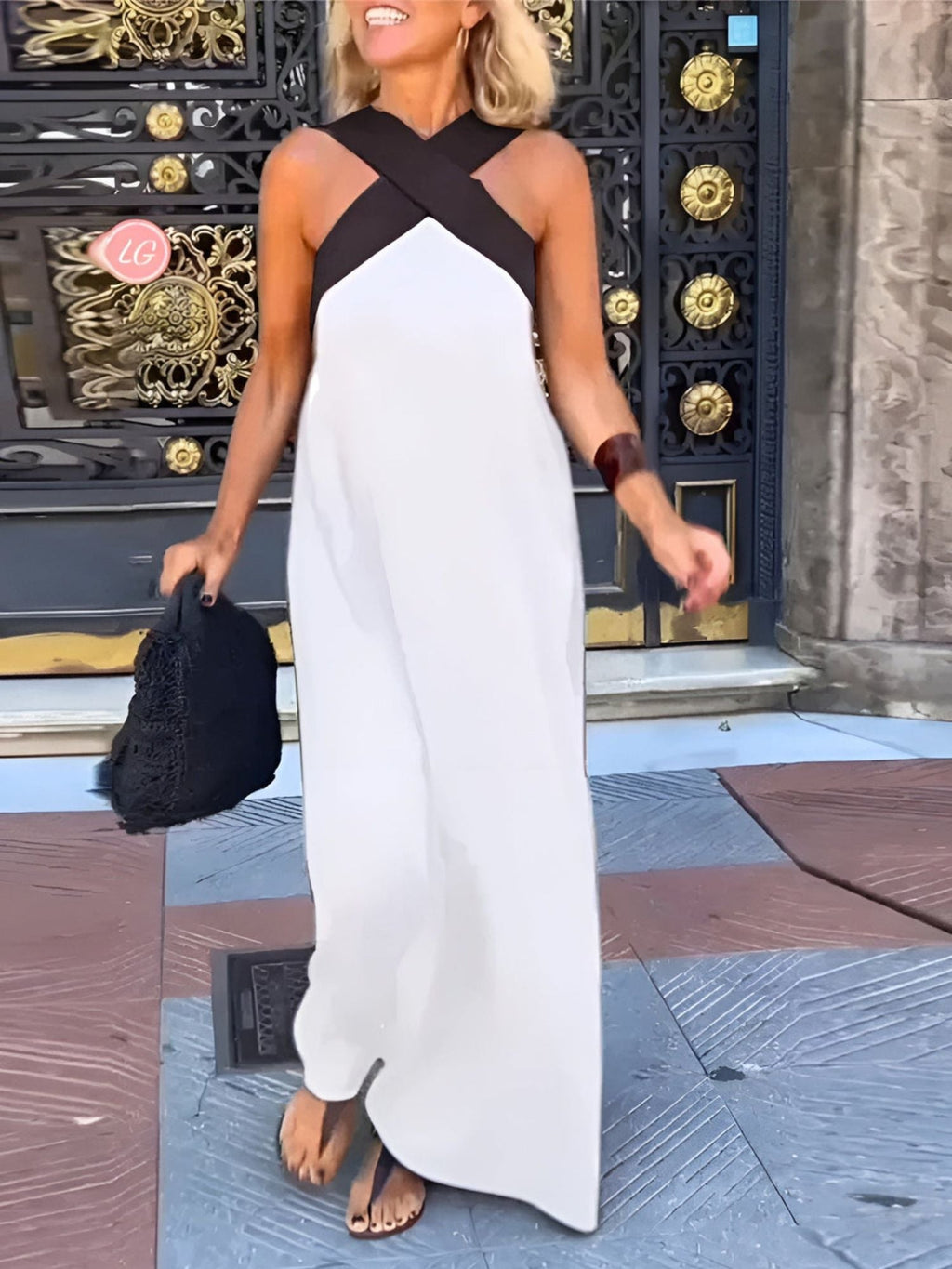Women's Summer Woven Cross Neck Dress