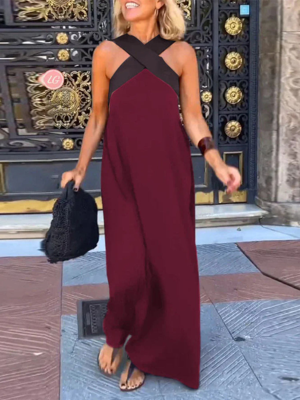 Women's Summer Woven Cross Neck Dress