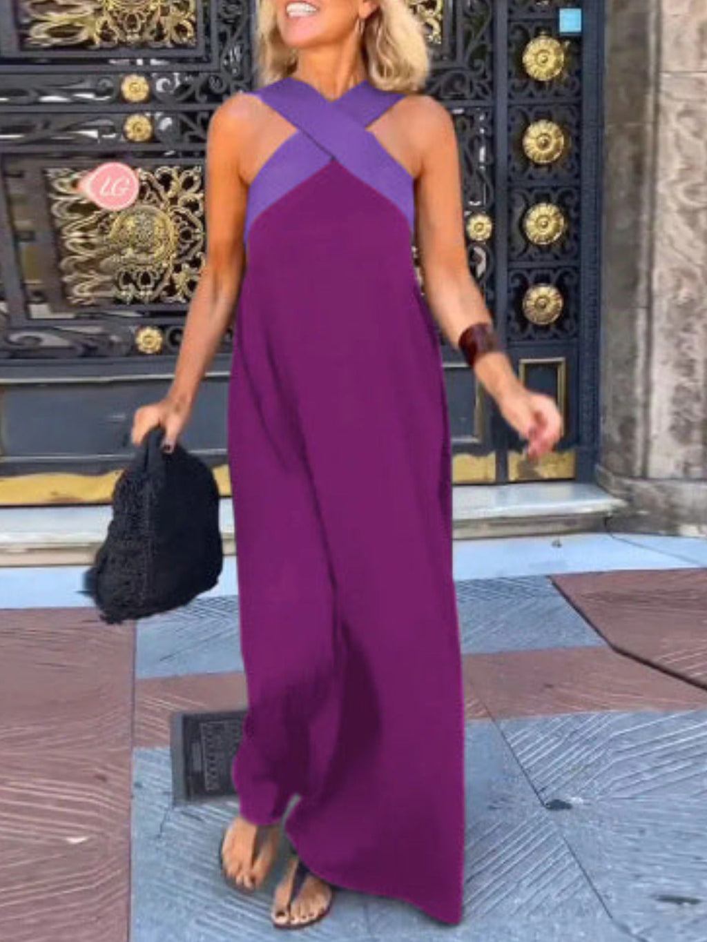 Women's Summer Woven Cross Neck Dress