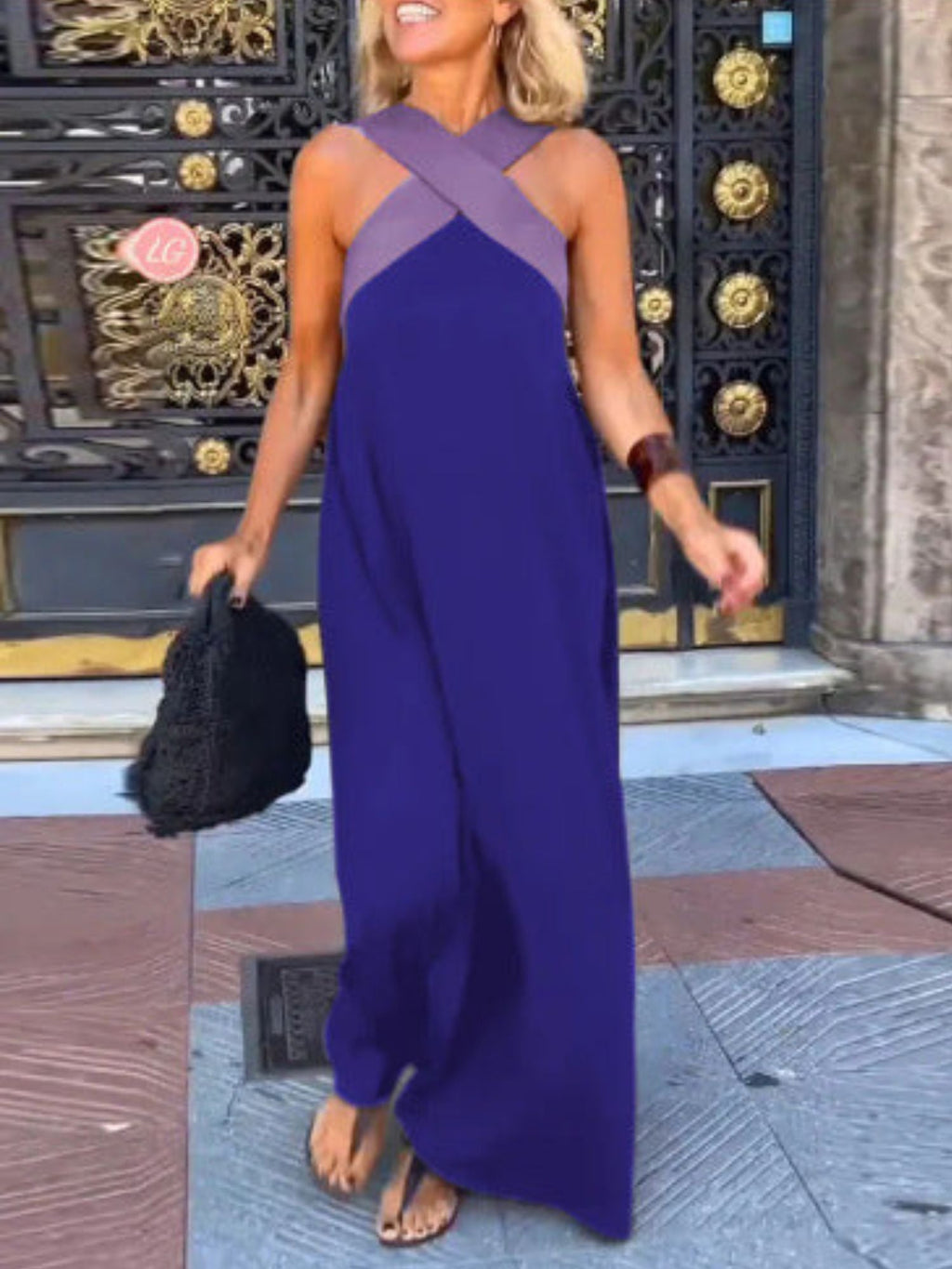 Women's Summer Woven Cross Neck Dress