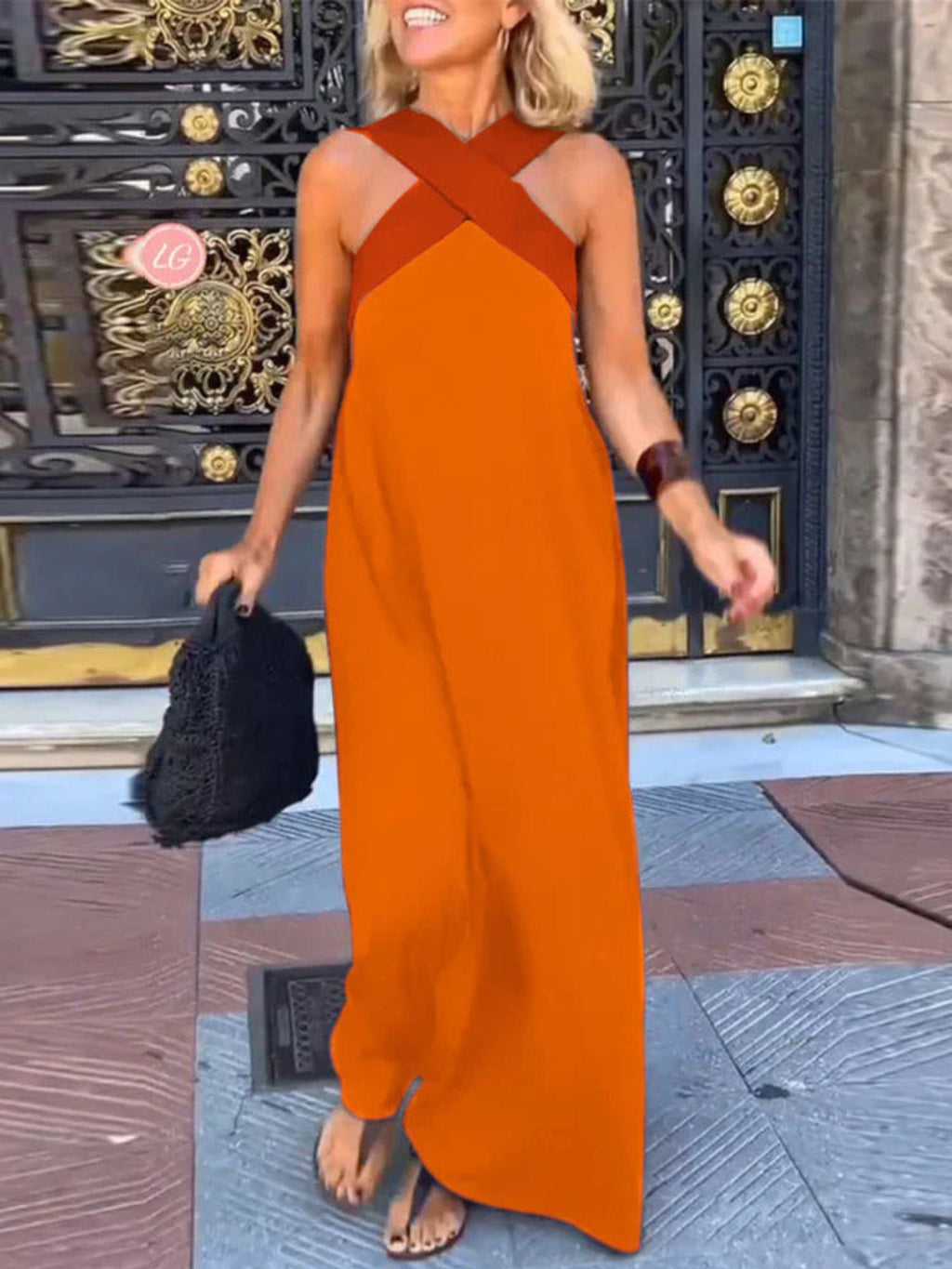 Women's Summer Woven Cross Neck Dress