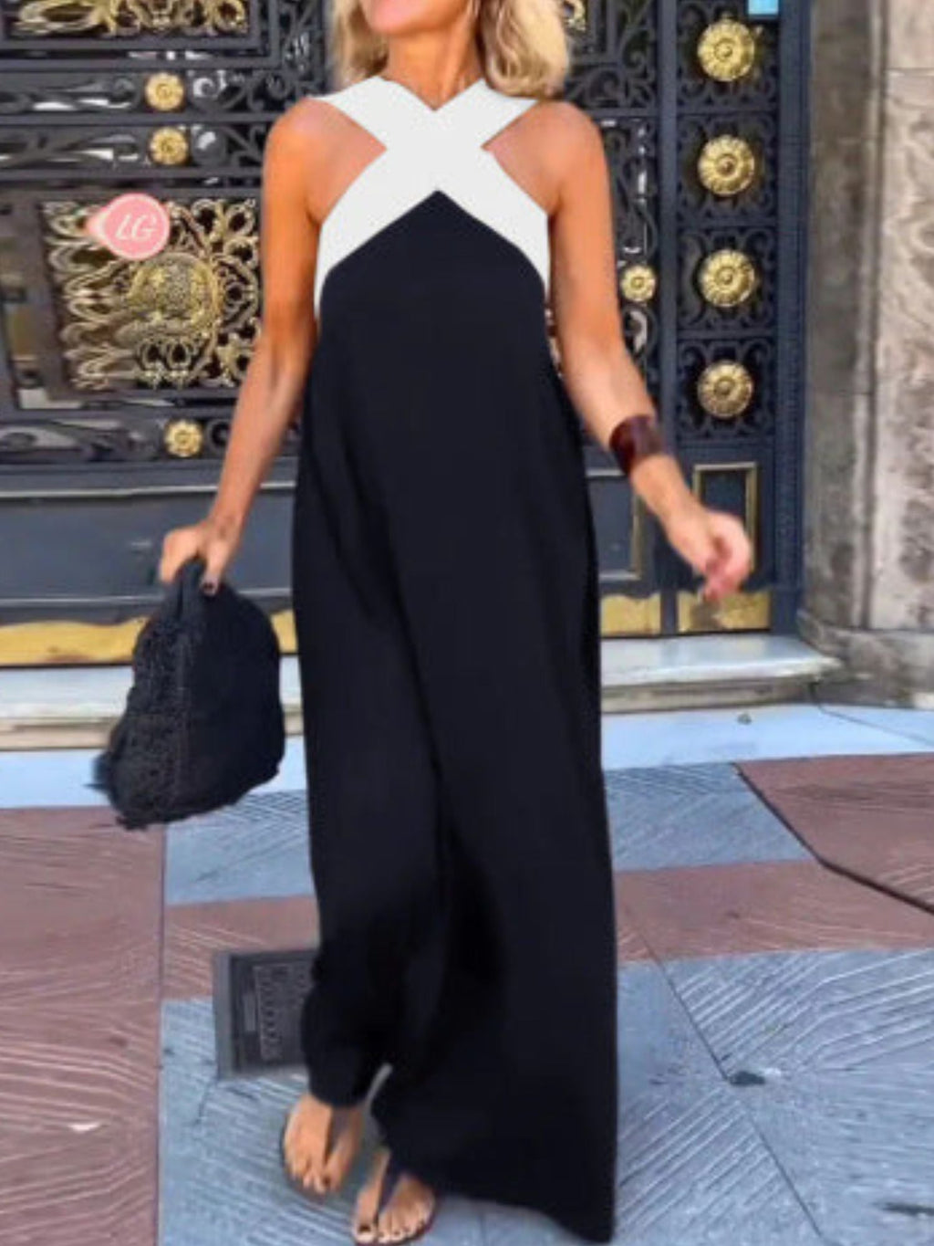 Women's Summer Woven Cross Neck Dress