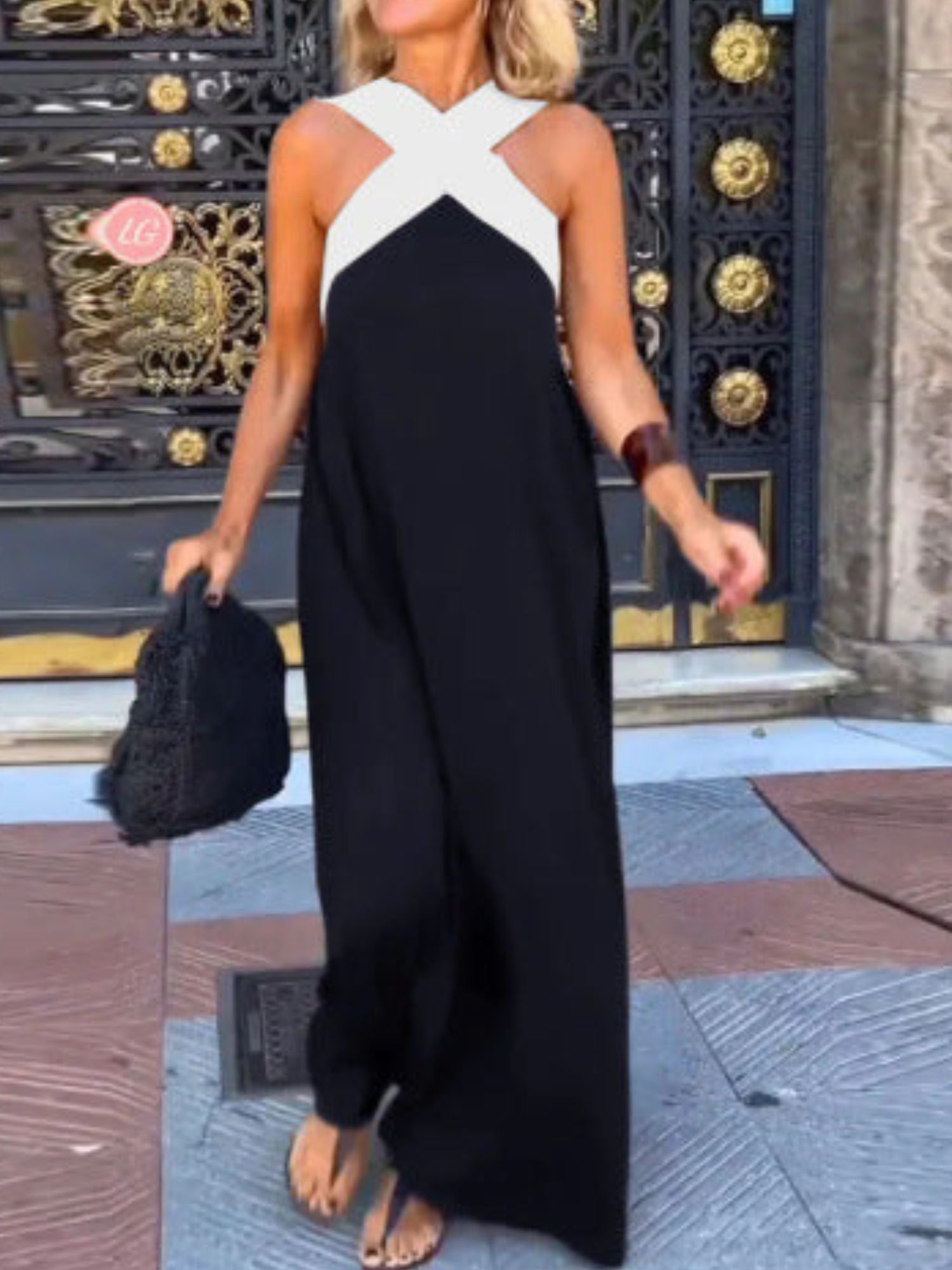 Women's Summer Woven Cross Neck Dress