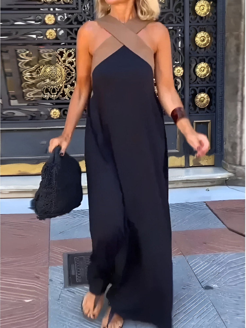 Women's Summer Woven Cross Neck Dress