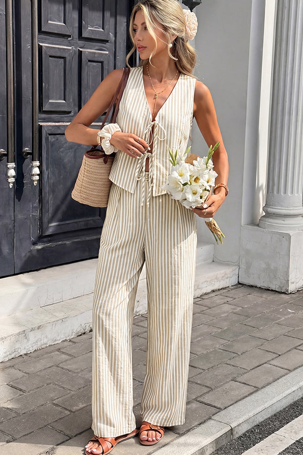 Women's Tie Front Cutout Two Piece Set