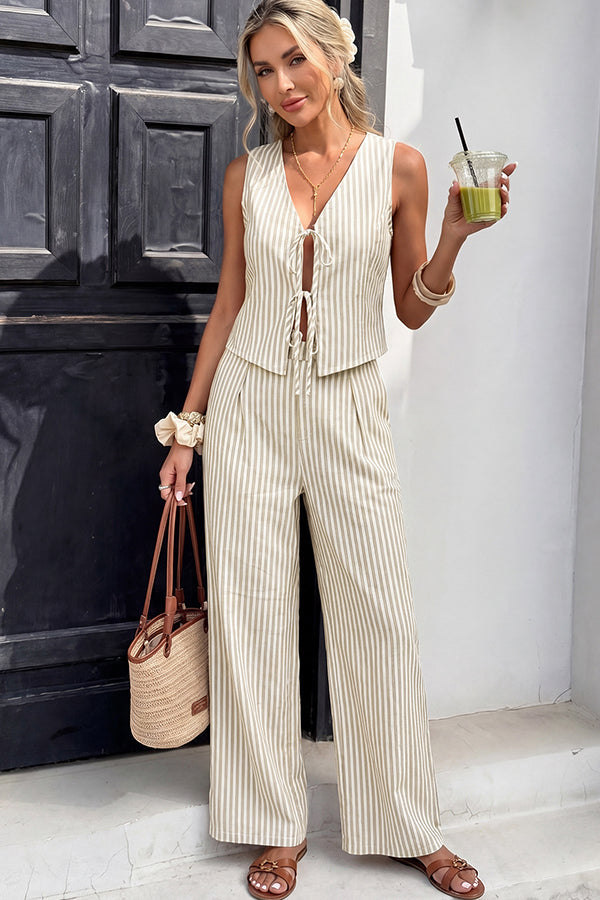 Women's Tie Front Cutout Two Piece Set