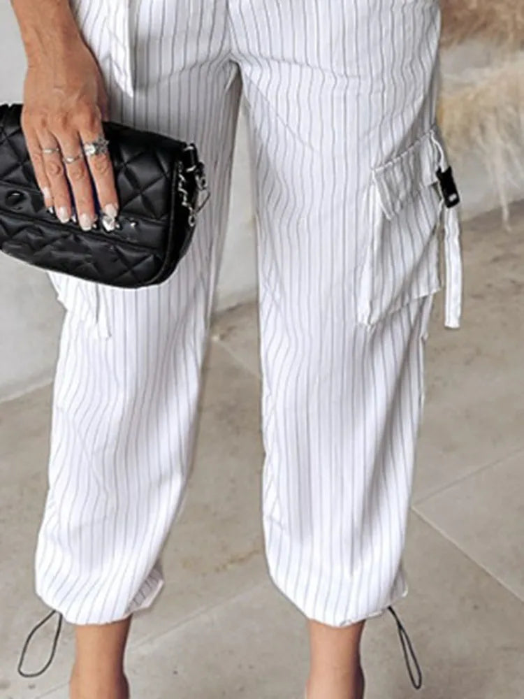 Women's V-Neck Buttoned Two Piece Set with Loose Pants