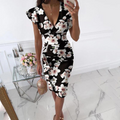 Women's V-Neck Gathered Sleeves Summer Dress