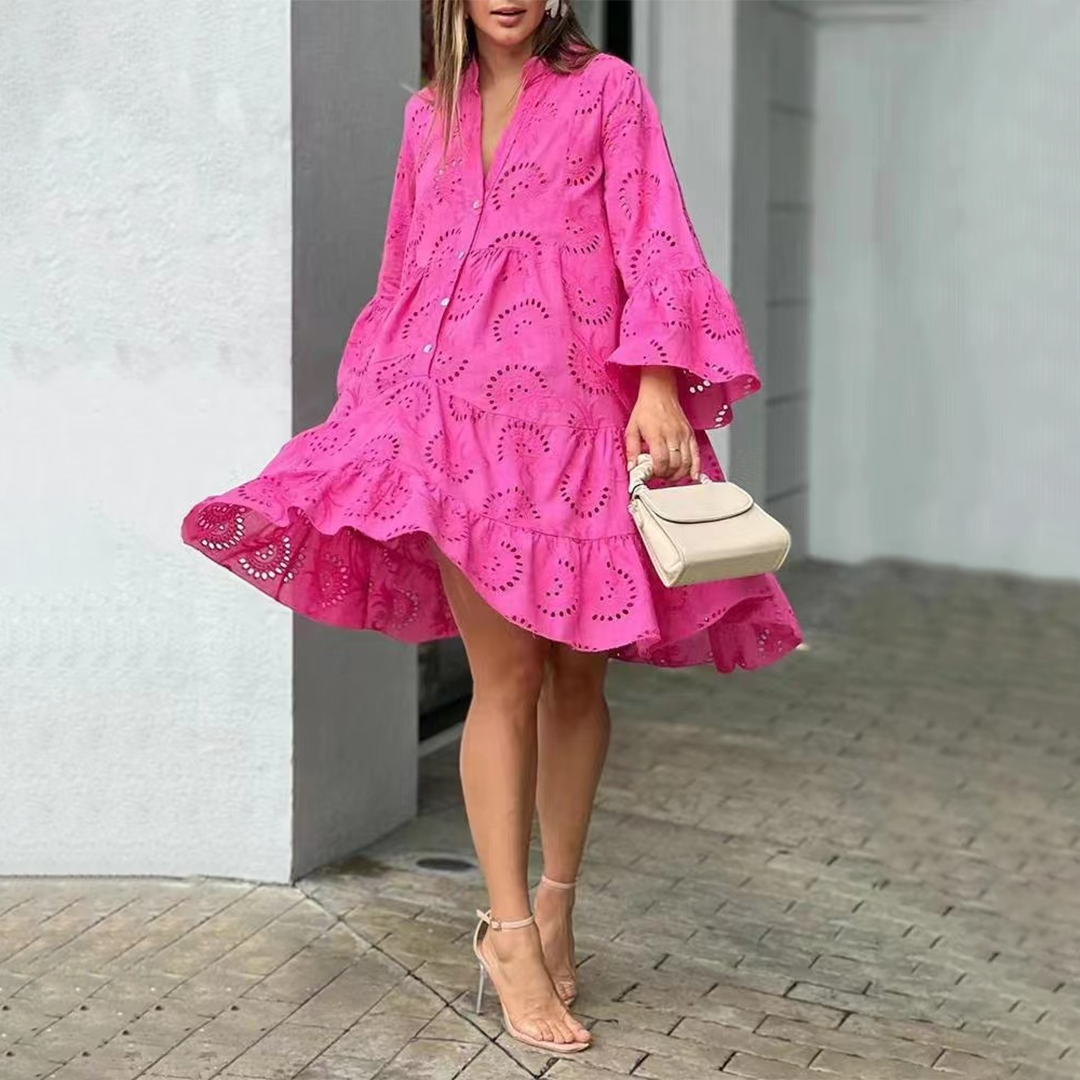 Women's V Neck Midi Dress for Summer Parties