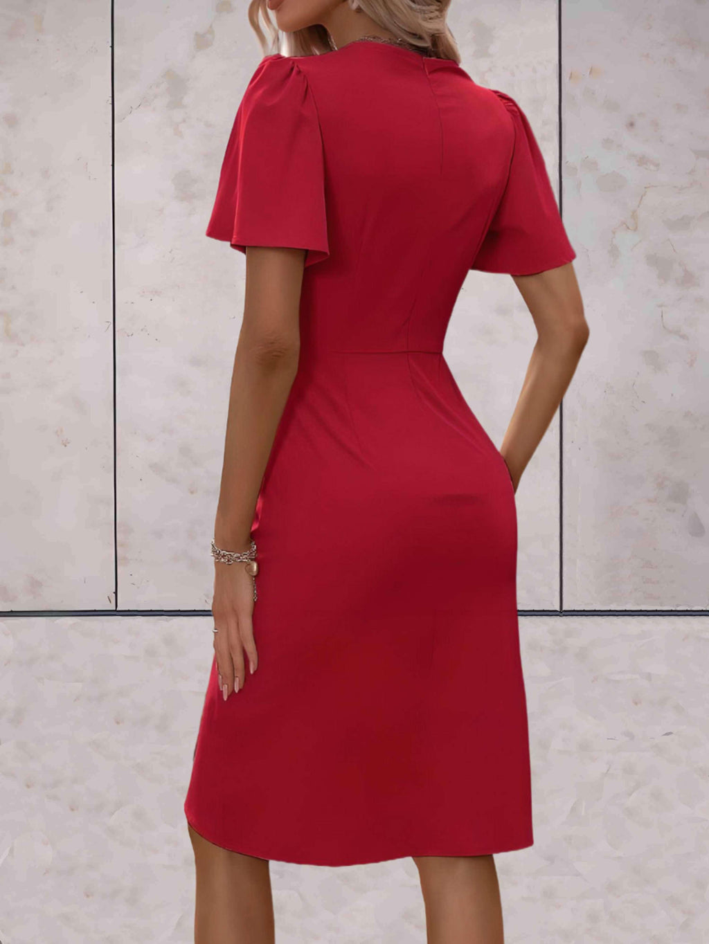 Women's V-Neck Wrap Midi Dress
