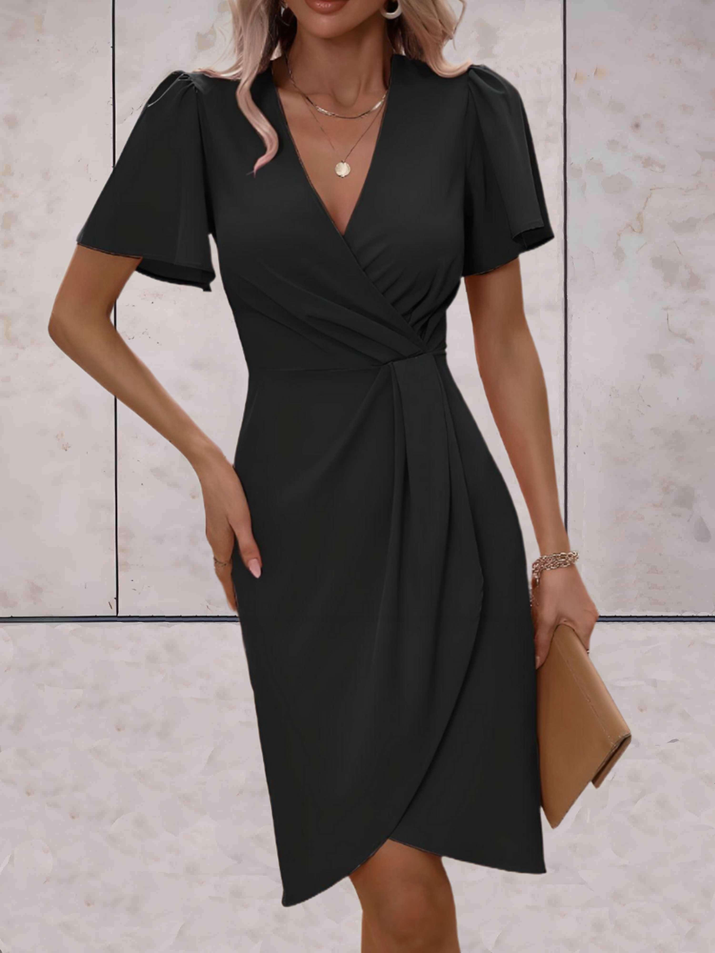 Women's V-Neck Wrap Midi Dress
