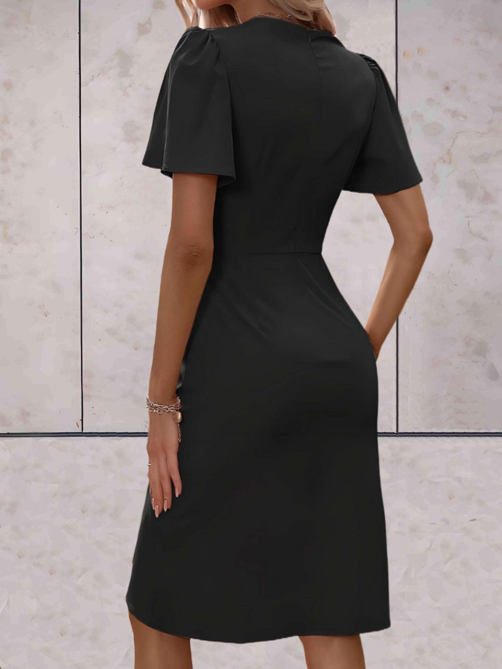 Women's V-Neck Wrap Midi Dress