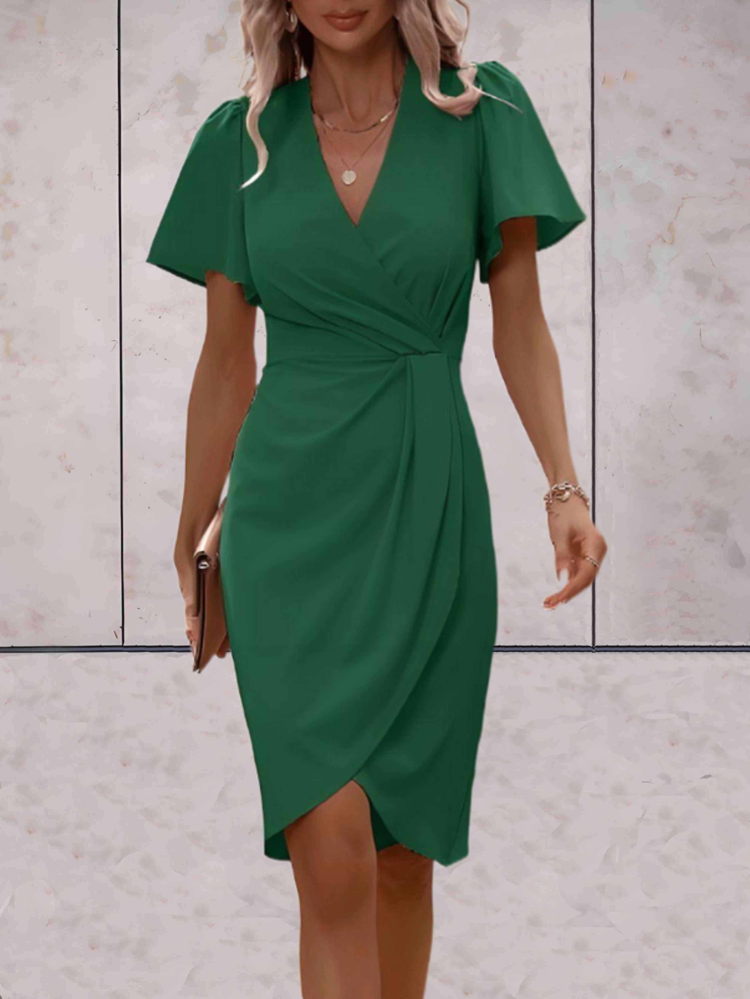 Women's V-Neck Wrap Midi Dress