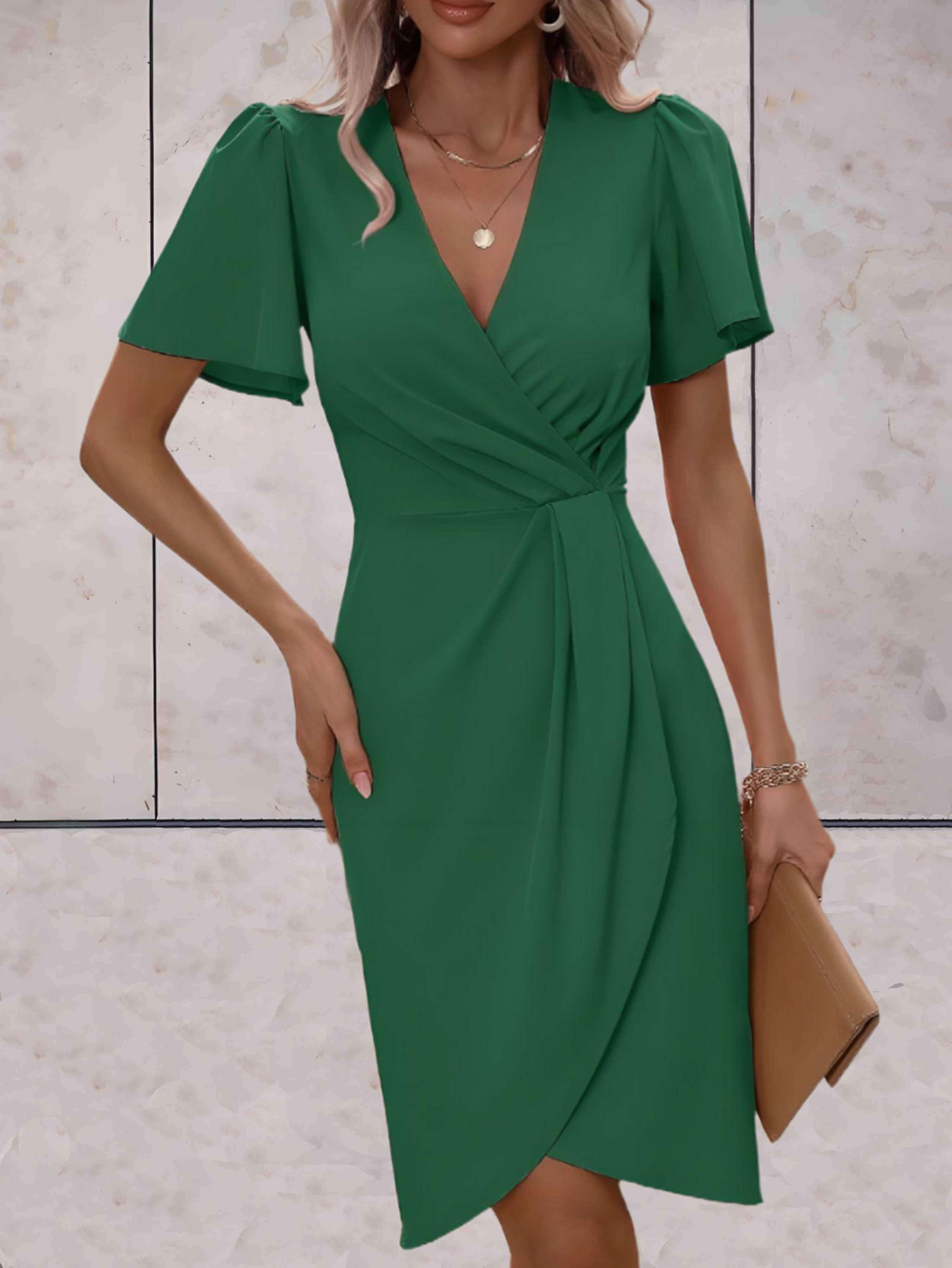 Women's V-Neck Wrap Midi Dress