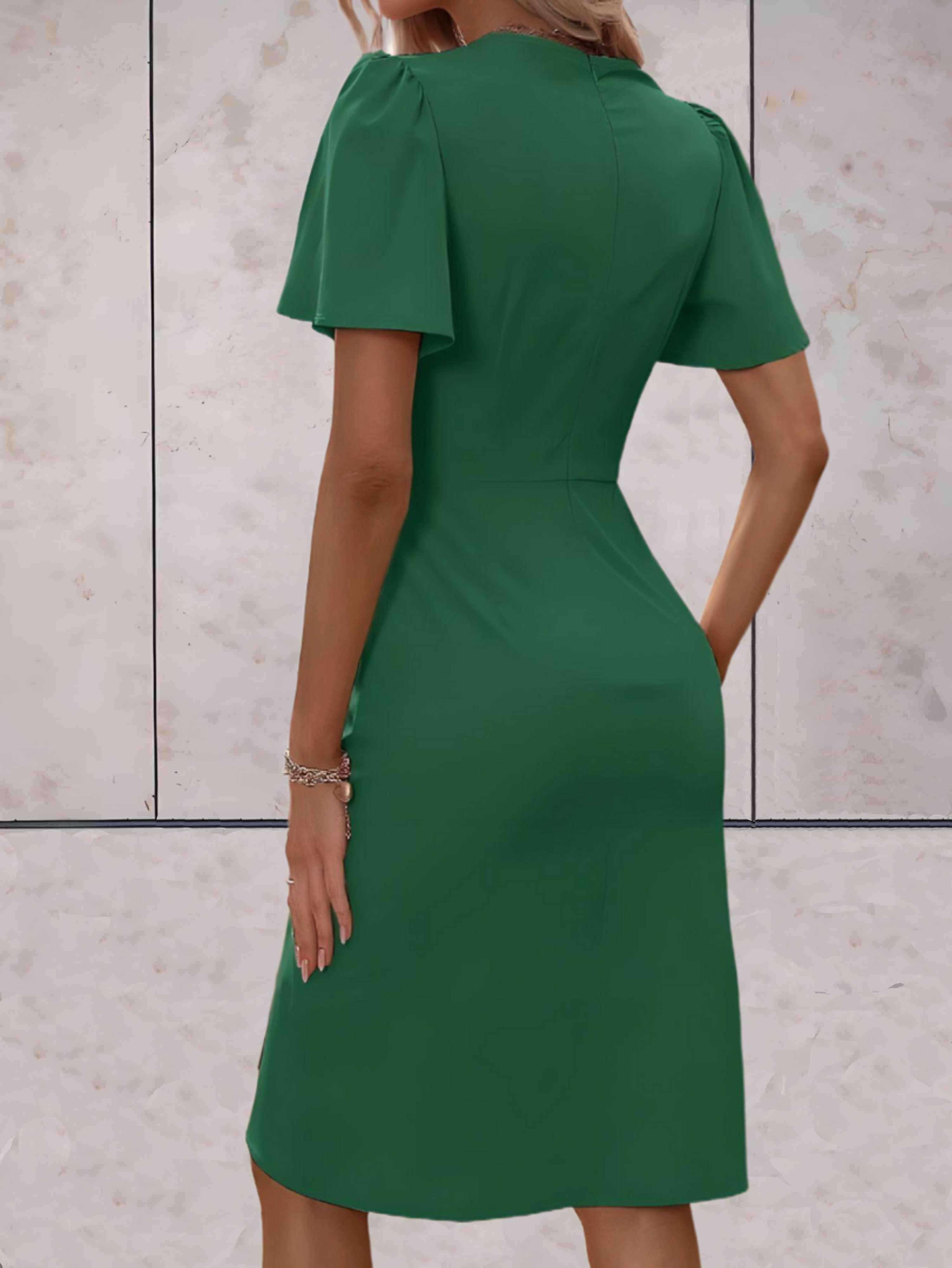 Women's V-Neck Wrap Midi Dress