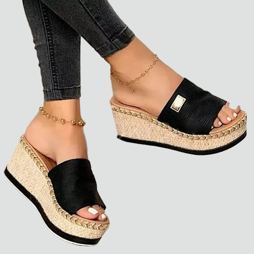 Women's Wedge Heel Braided Sole Slippers